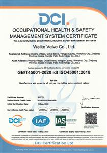 ISO 45001 Occupational health&safety certificate